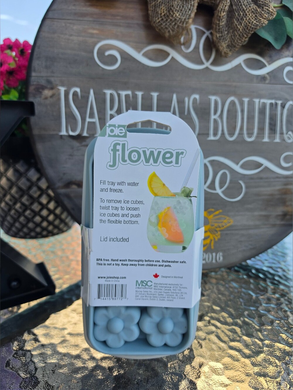 Joie Light Blue Flower Silicone Ice Cube Tray with Lid